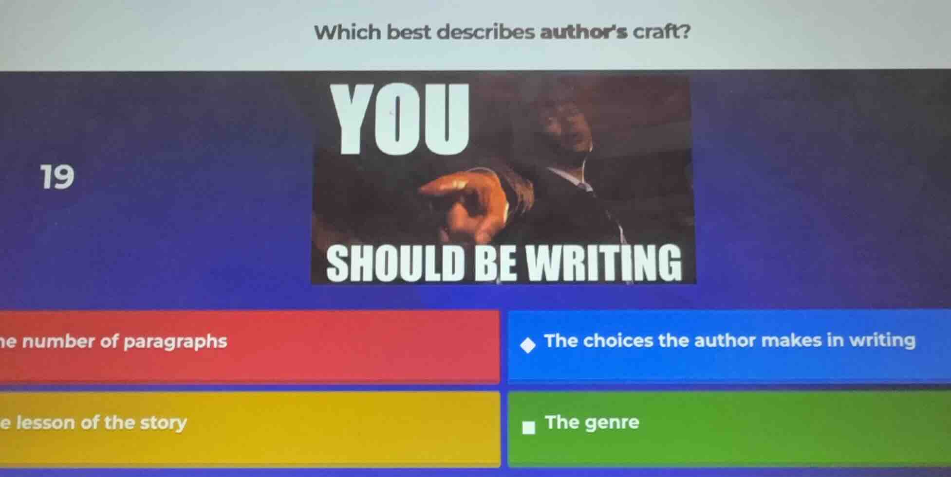 which best describes authors craft? 19 you should be writing he number …
