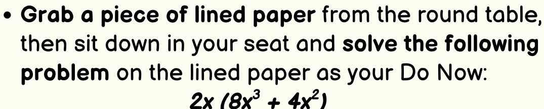 grab a piece of lined paper from the round table, then sit down in your…