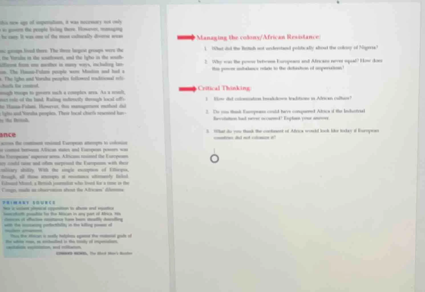 managing the colony/african resistance 1 what did the british not under…