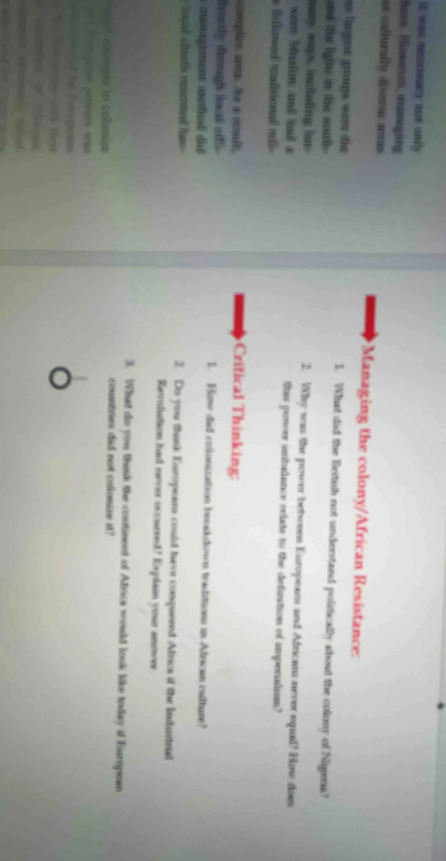 managing the colony/african resistance 1. what did the british not unde…