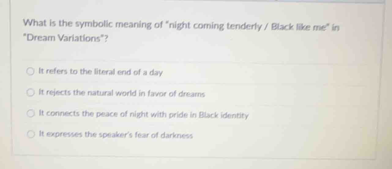 what is the symbolic meaning of ight coming tenderly / black like me\ i…