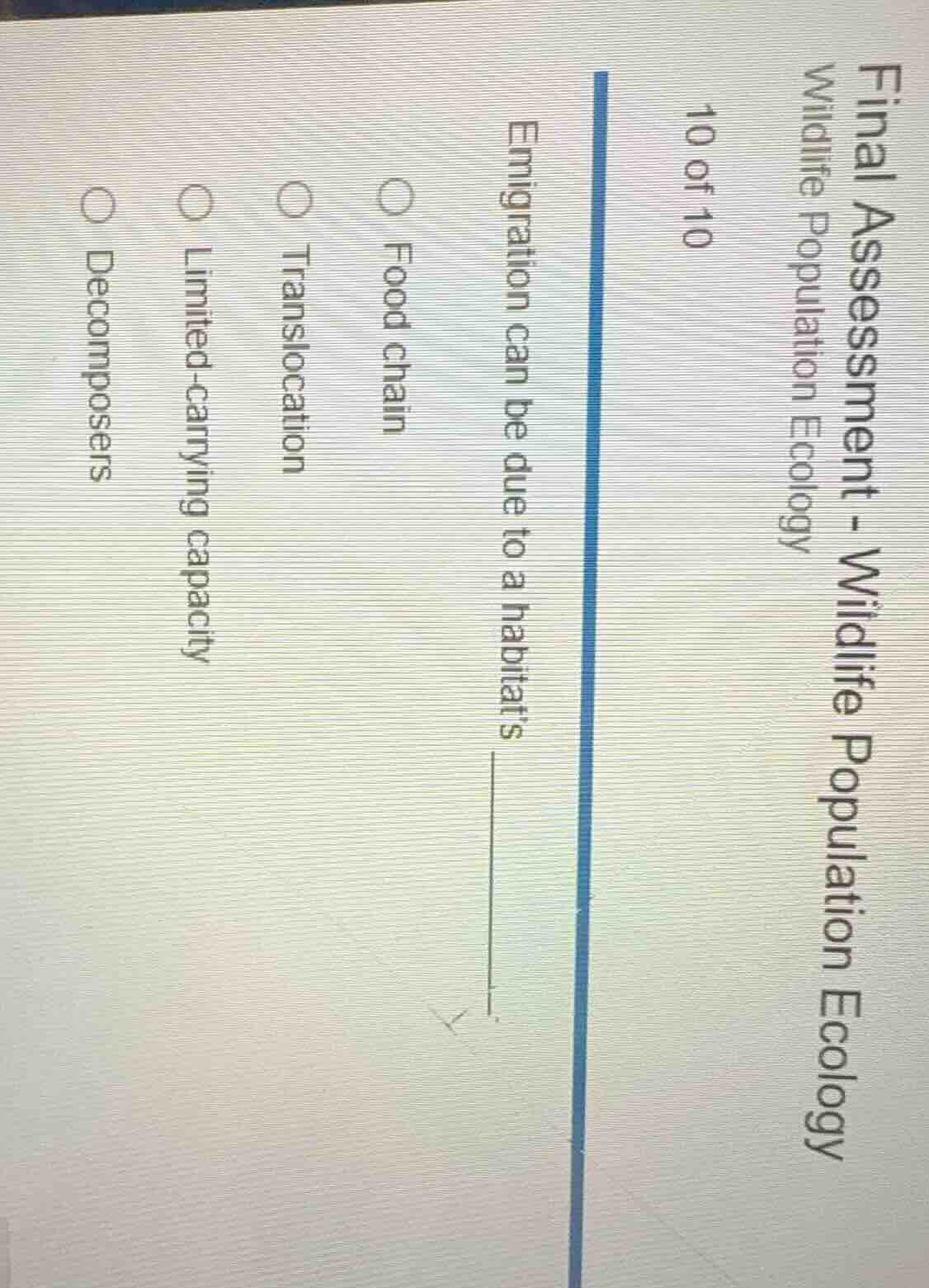 final assessment - wildlife population ecology wildlife population ecol…