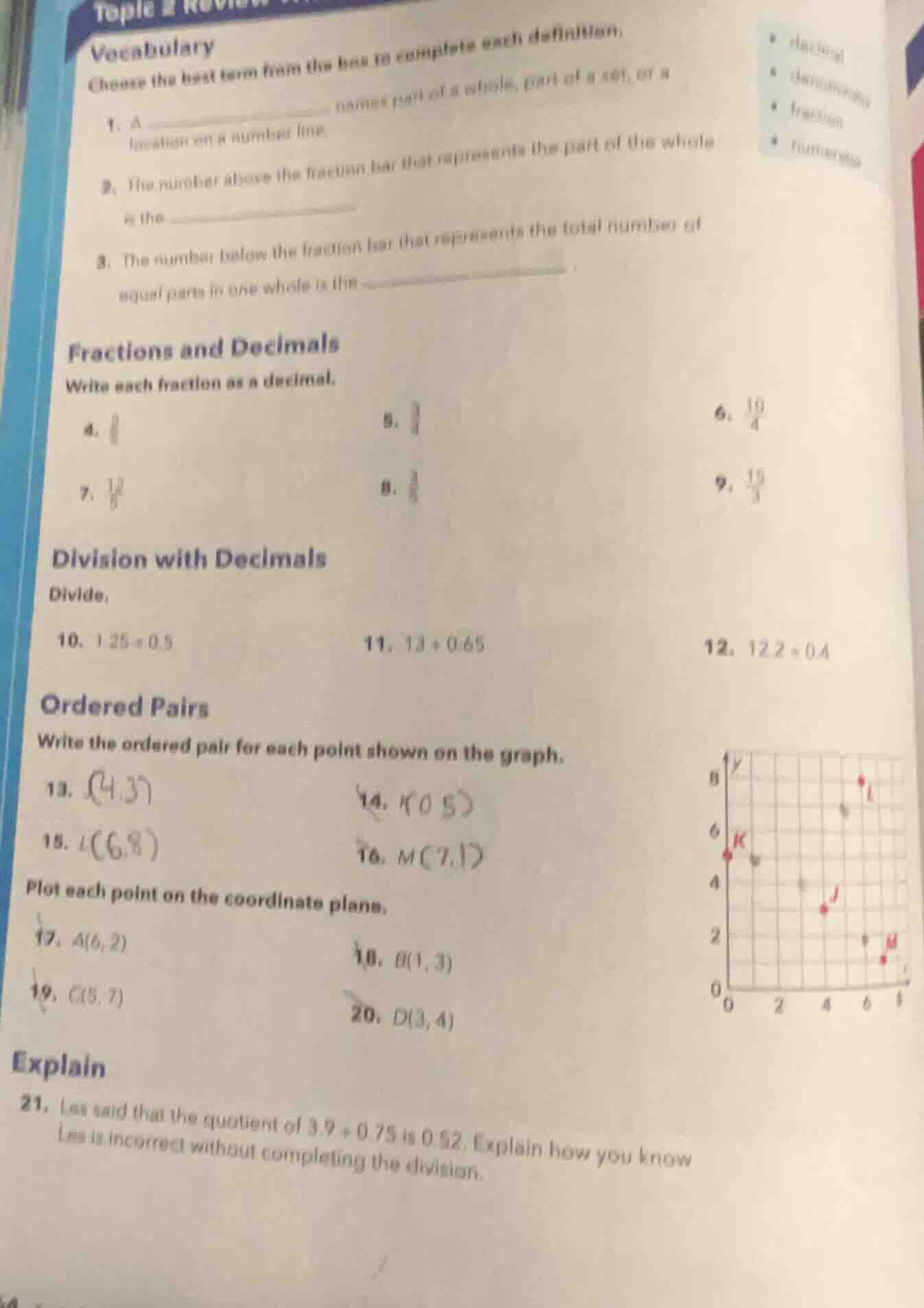 topic review vocabulary choose the best term from the box to complete e…