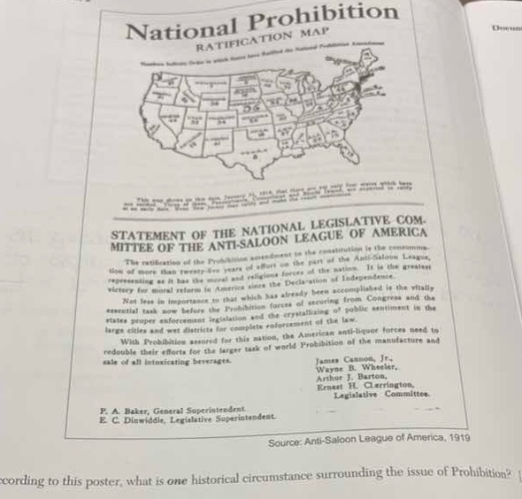 national prohibition ratification map statement of the national legisla…