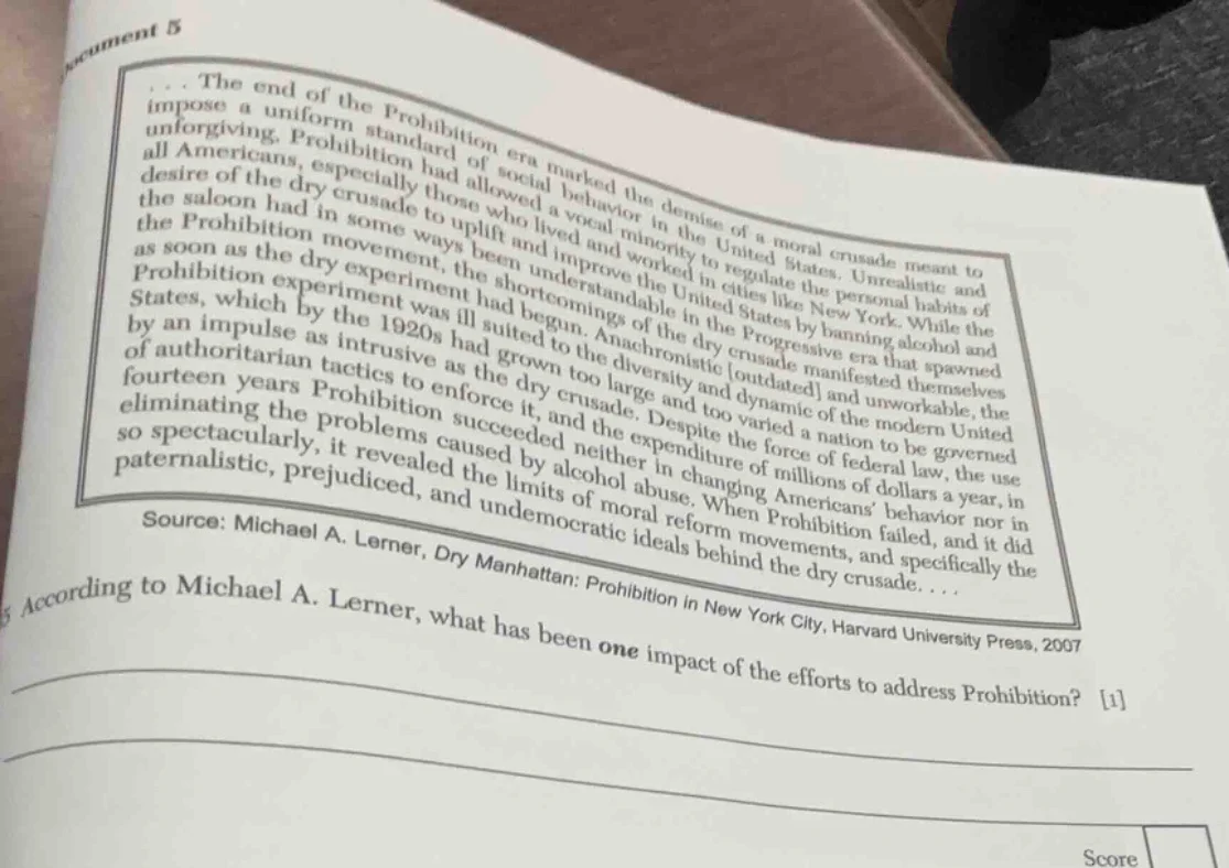 document 5... the end of the prohibition era marked the demise of a mor…