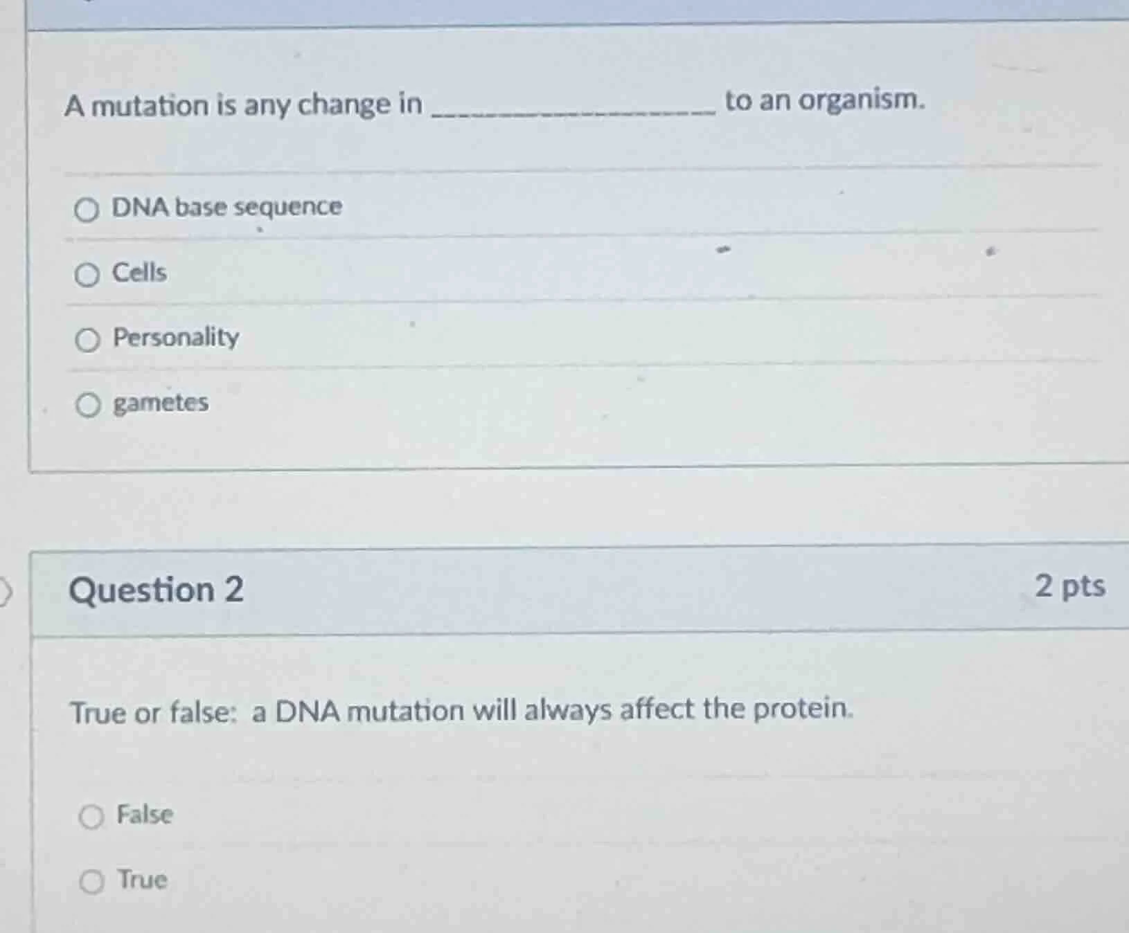 a mutation is any change in ______________ to an organism. - dna base s…