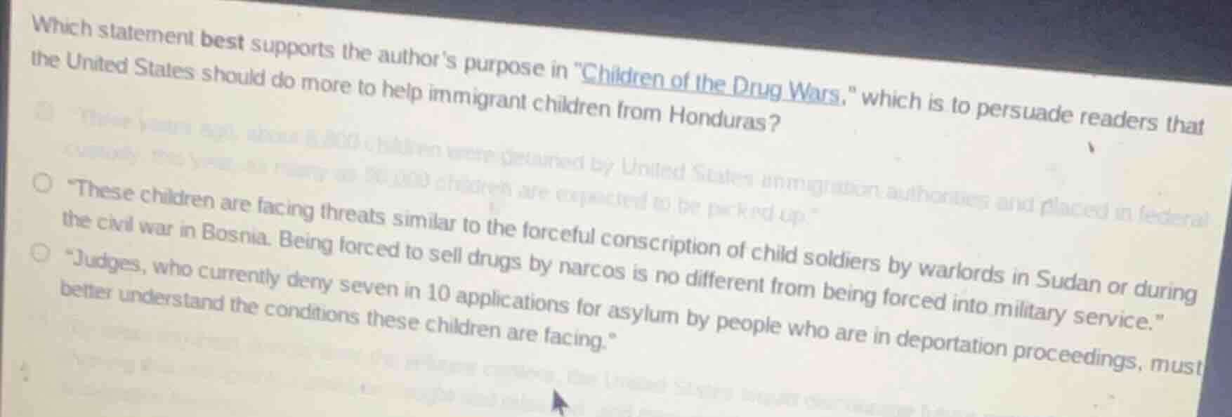 which statement best supports the authors purpose in \children of the d…