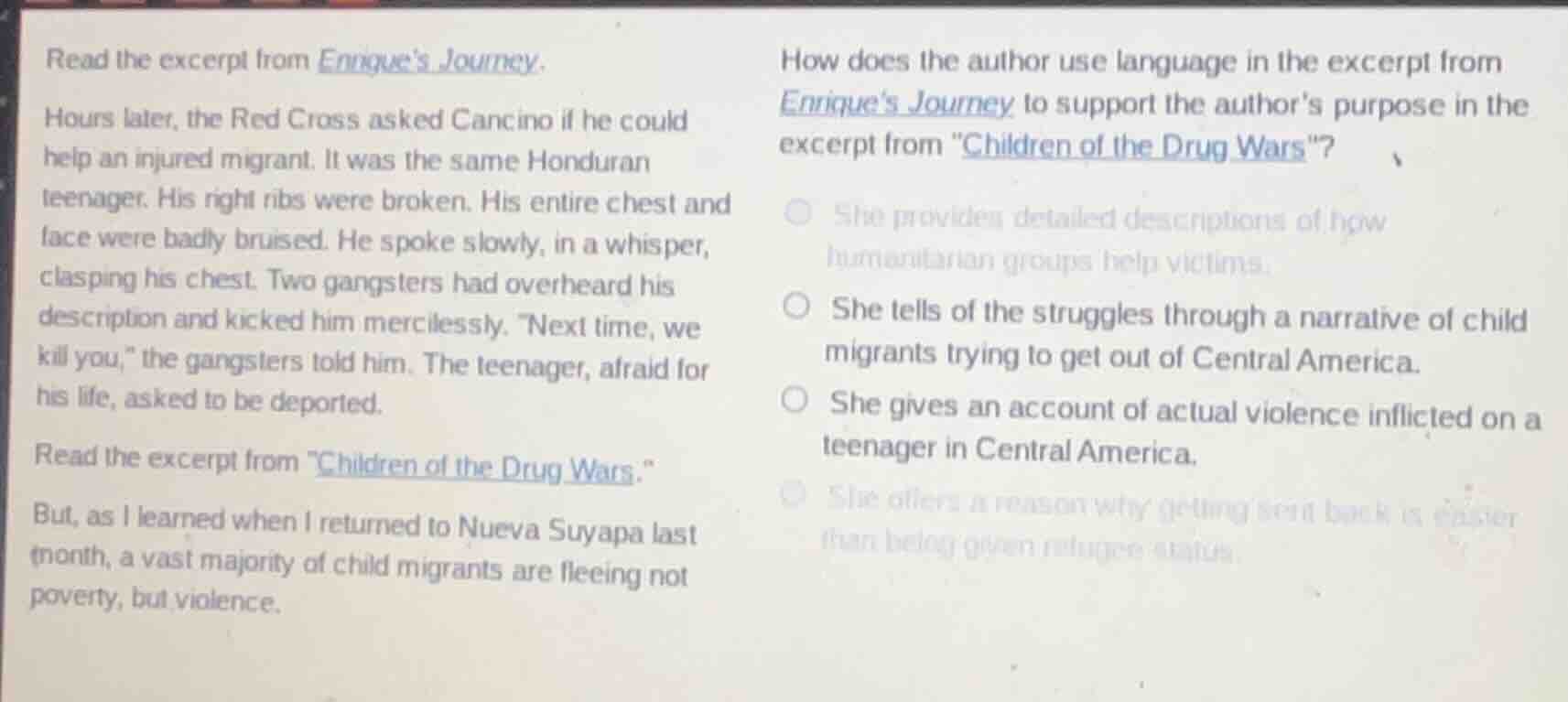 read the excerpt from enriques journey. hours later, the red cross aske…