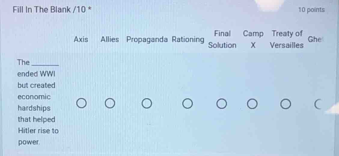 fill in the blank /10 * 10 points axis allies propaganda rationing fina…
