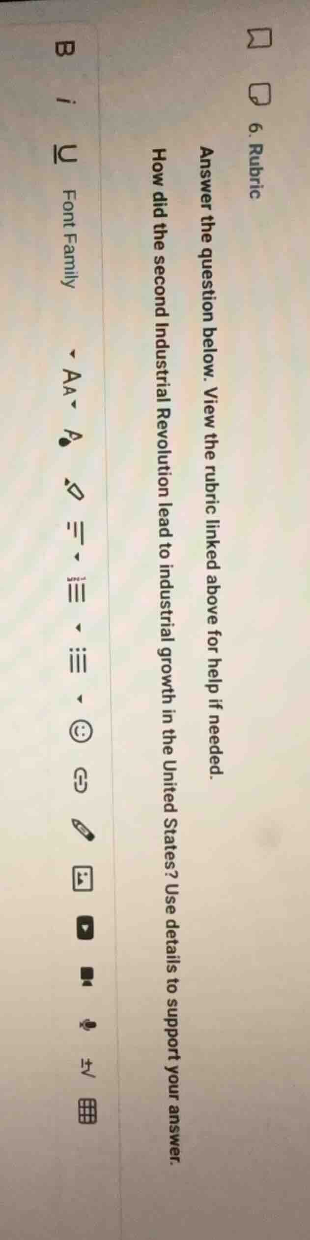 6. rubric answer the question below. view the rubric linked above for h…