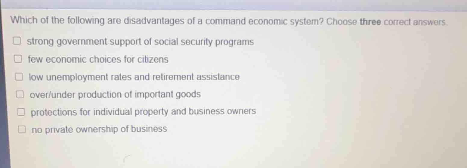 which of the following are disadvantages of a command economic system? …
