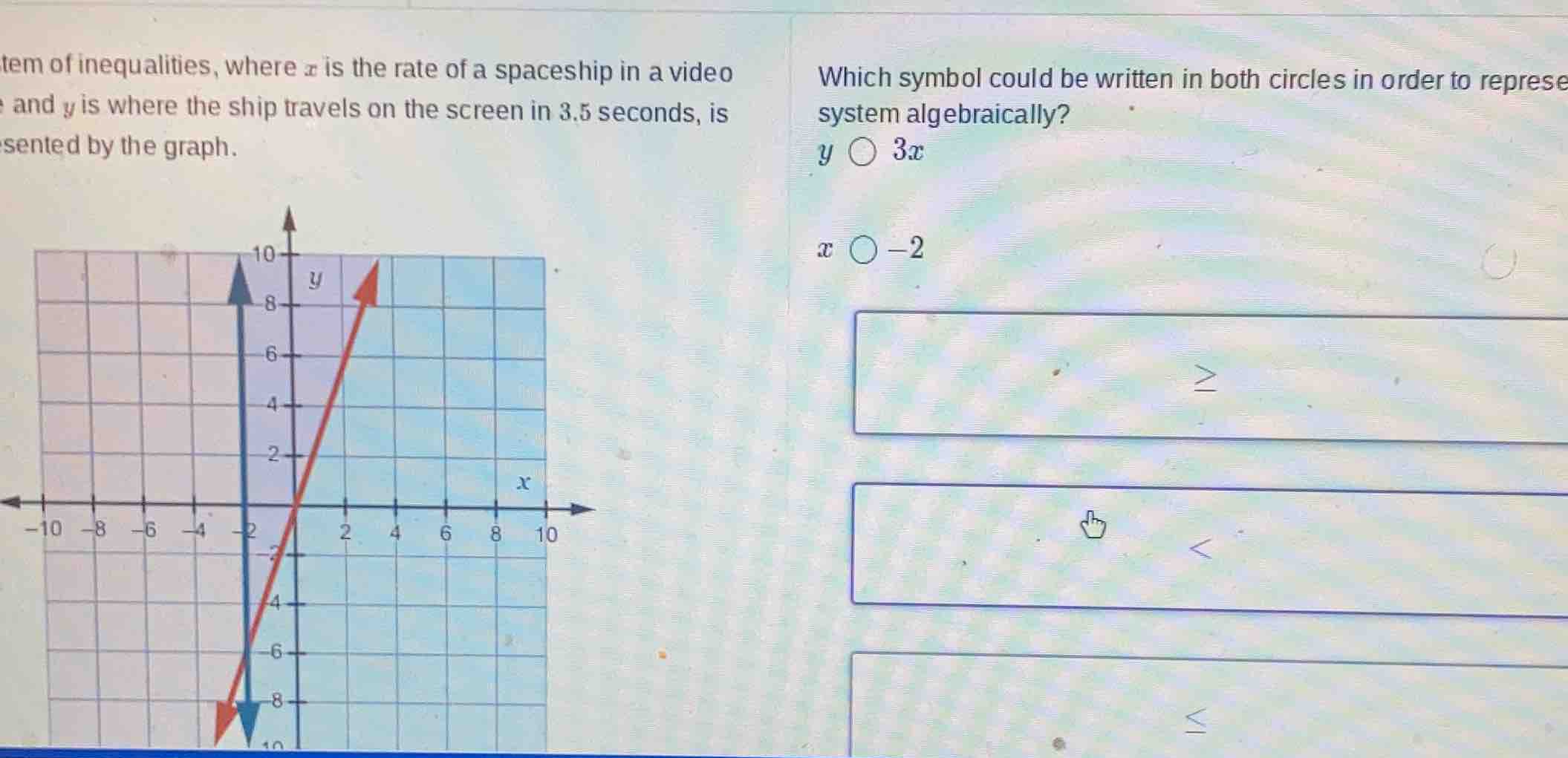 tem of inequalities, where x is the rate of a spaceship in a video and …