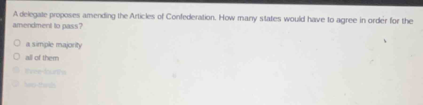 a delegate proposes amending the articles of confederation. how many st…