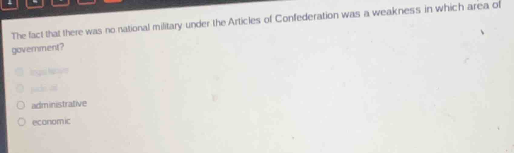 the fact that there was no national military under the articles of conf…