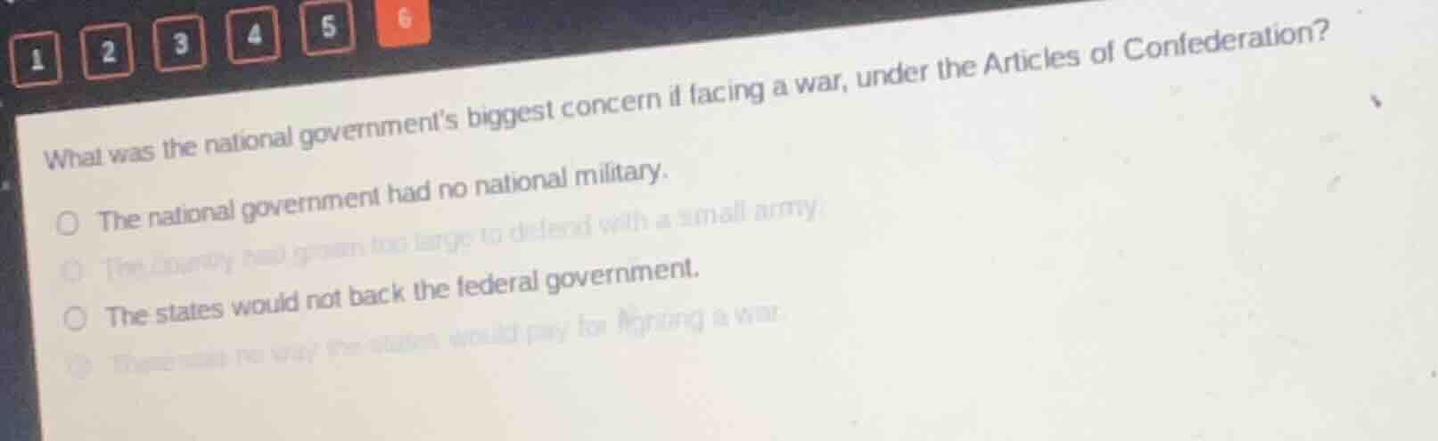 what was the national government’s biggest concern if facing a war, und…