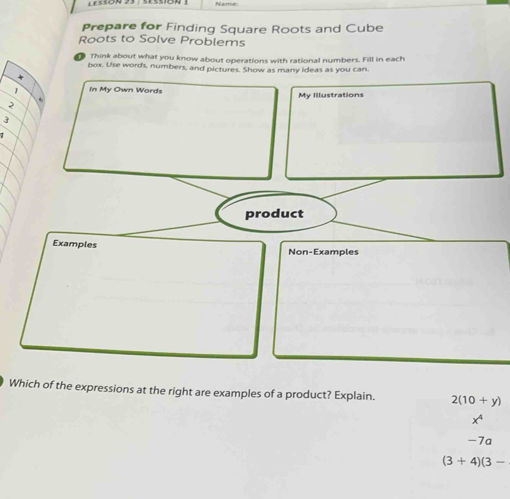 lesson 23 | session 1 name prepare for finding square roots and cube ro…