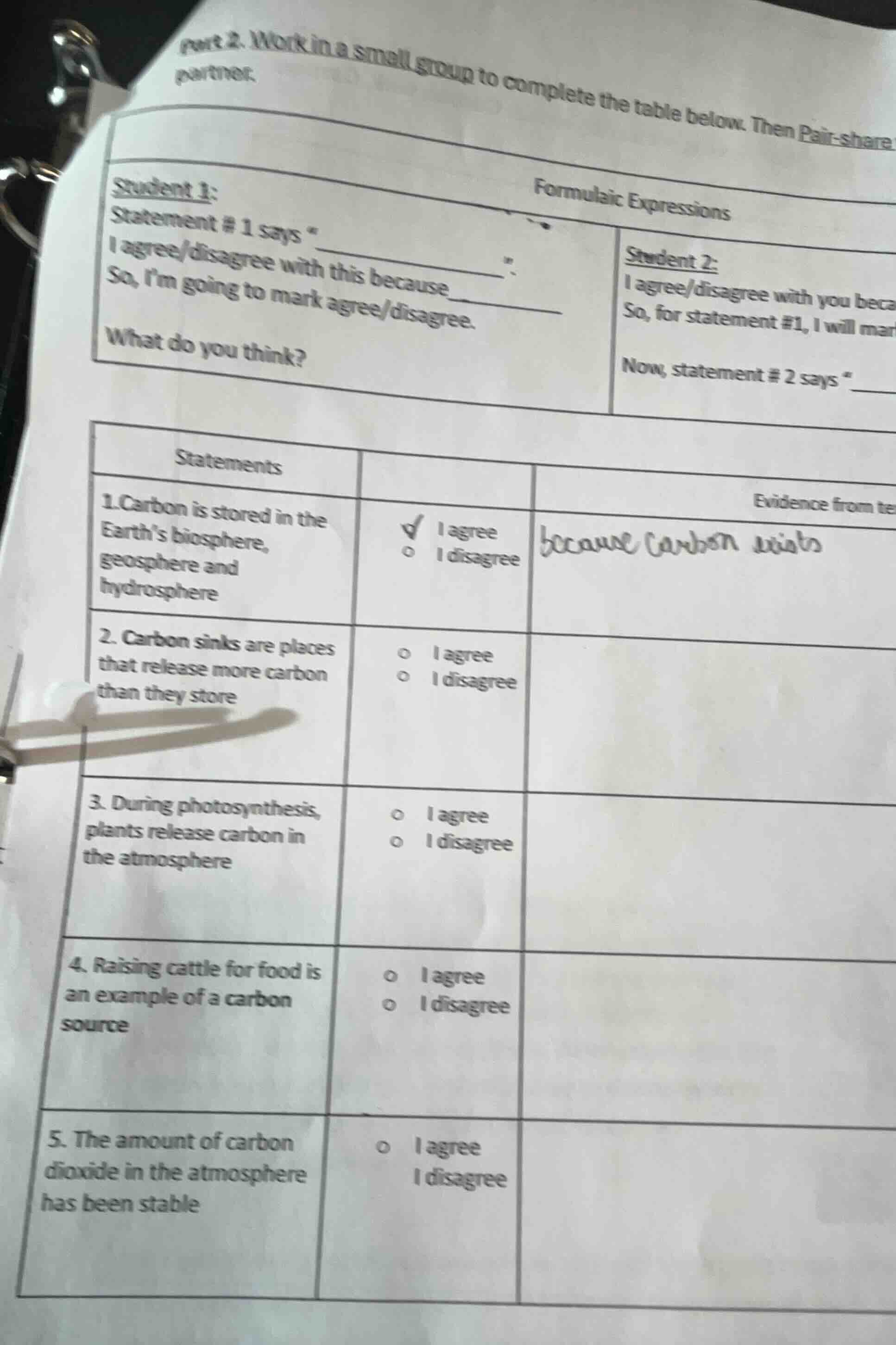 part 2. work in a small group to complete the table below. then pair - …