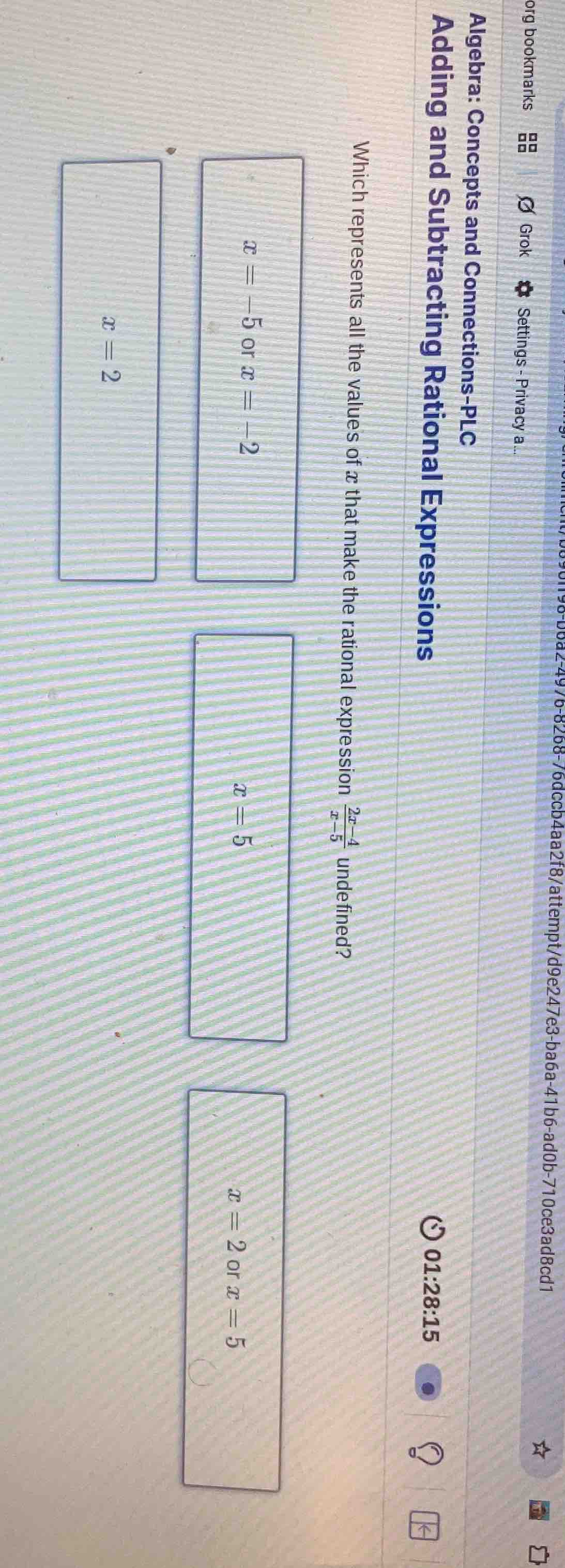 which represents all the values of x that make the rational expression …