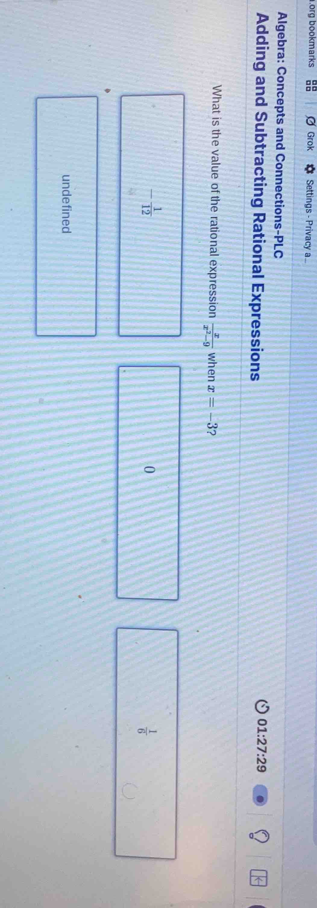what is the value of the rational expression \\(\frac{x}{x^2 - 9}\\) wh…