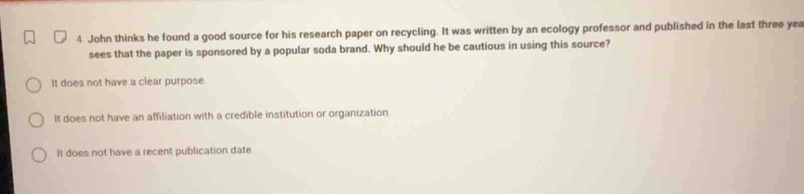 4. john thinks he found a good source for his research paper on recycli…