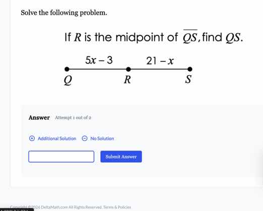 solve the following problem. if r is the midpoint of \\(\\overline{qs}\…