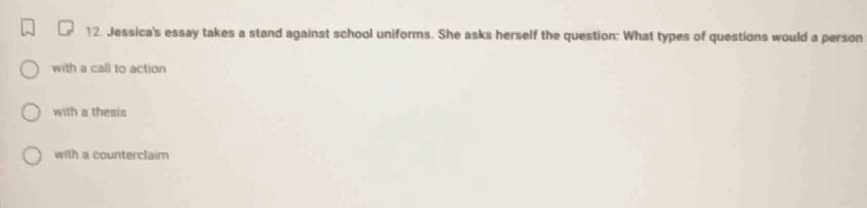 12 jessicas essay takes a stand against school uniforms. she asks herse…