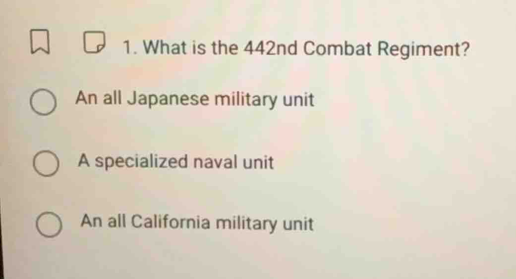 1. what is the 442nd combat regiment? an all japanese military unit a s…