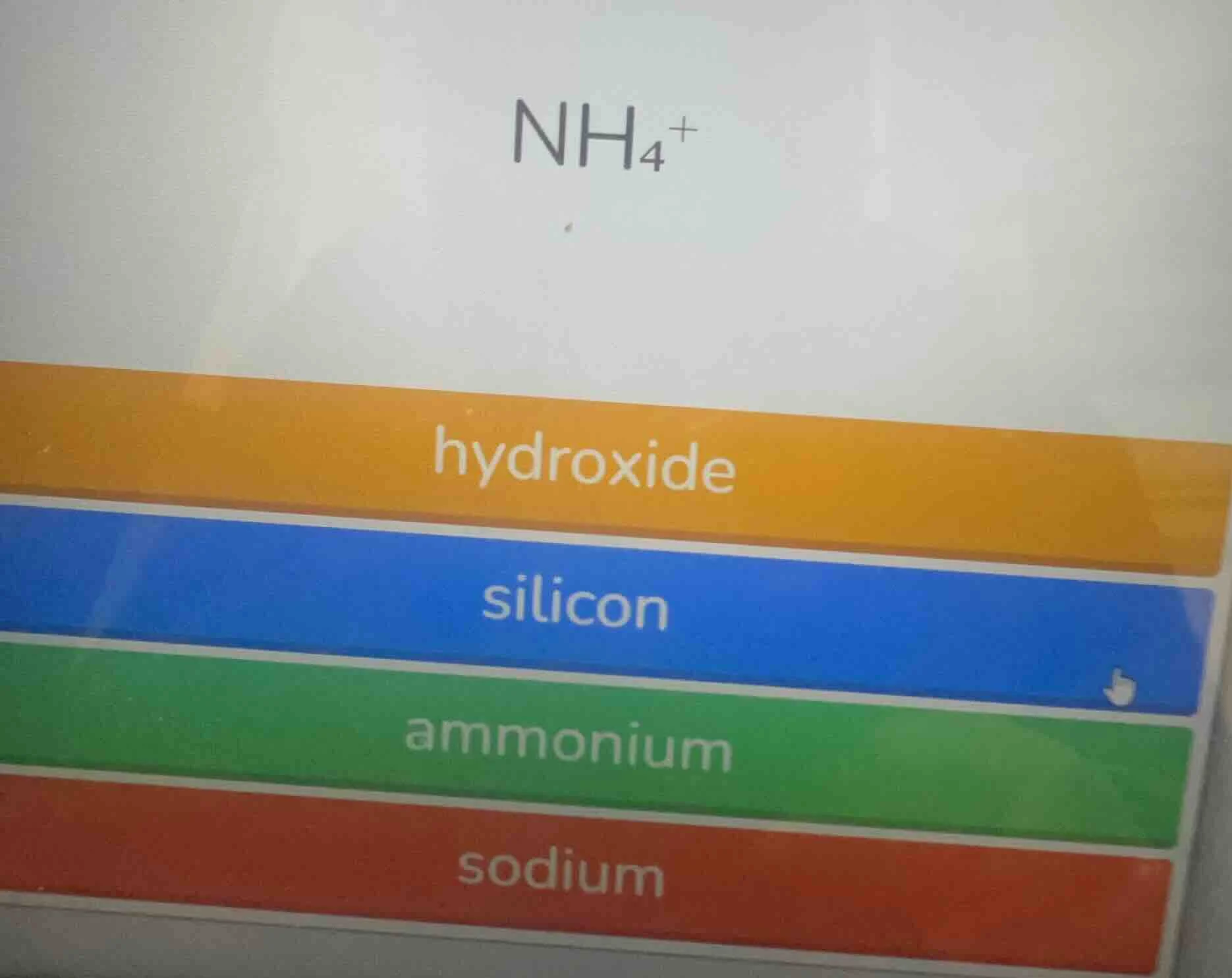 nh₄⁺ hydroxide silicon ammonium sodium