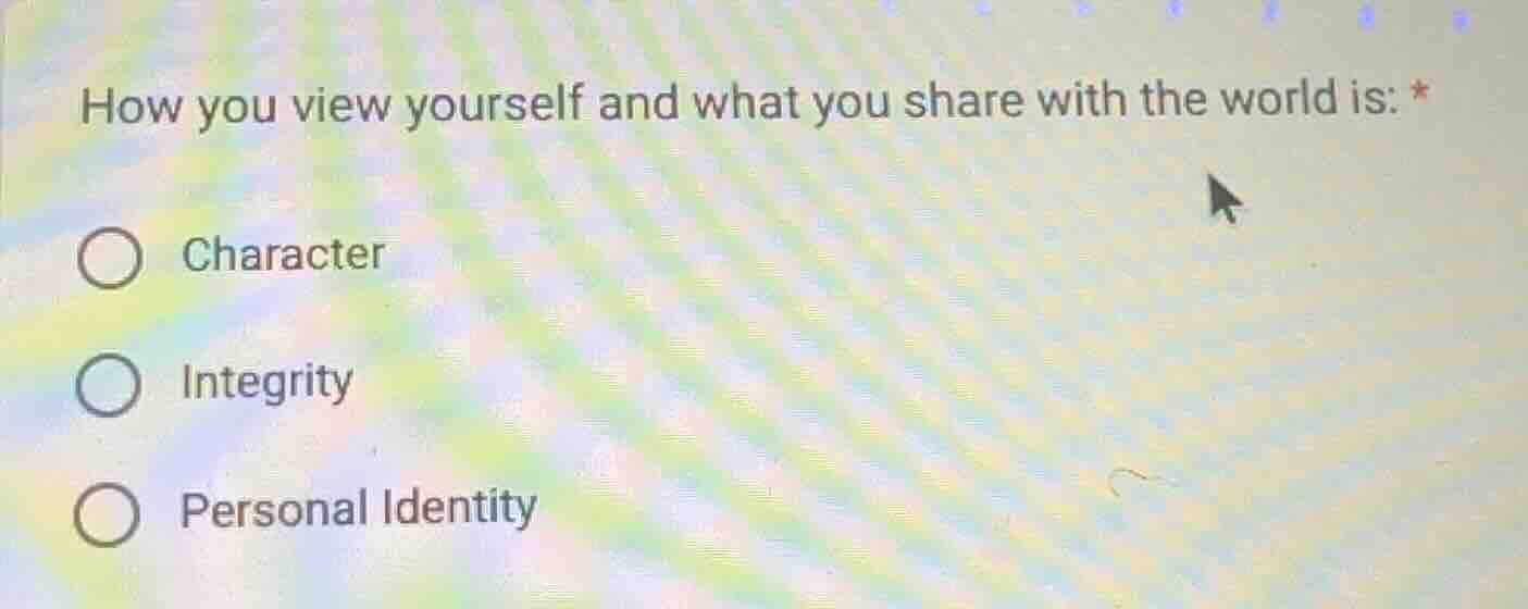 how you view yourself and what you share with the world is: * character…