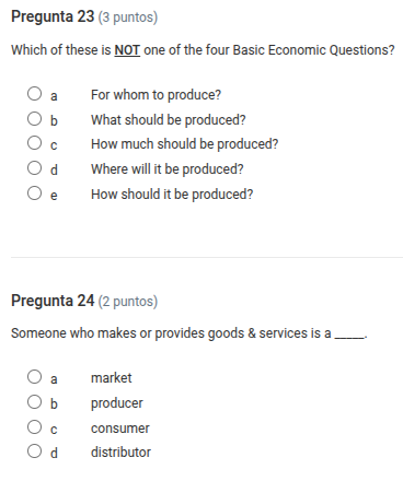 pregunta 23 (3 puntos) which of these is not one of the four basic econ…