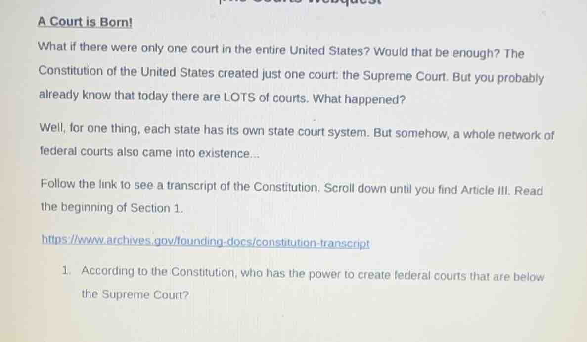a court is born! what if there were only one court in the entire united…