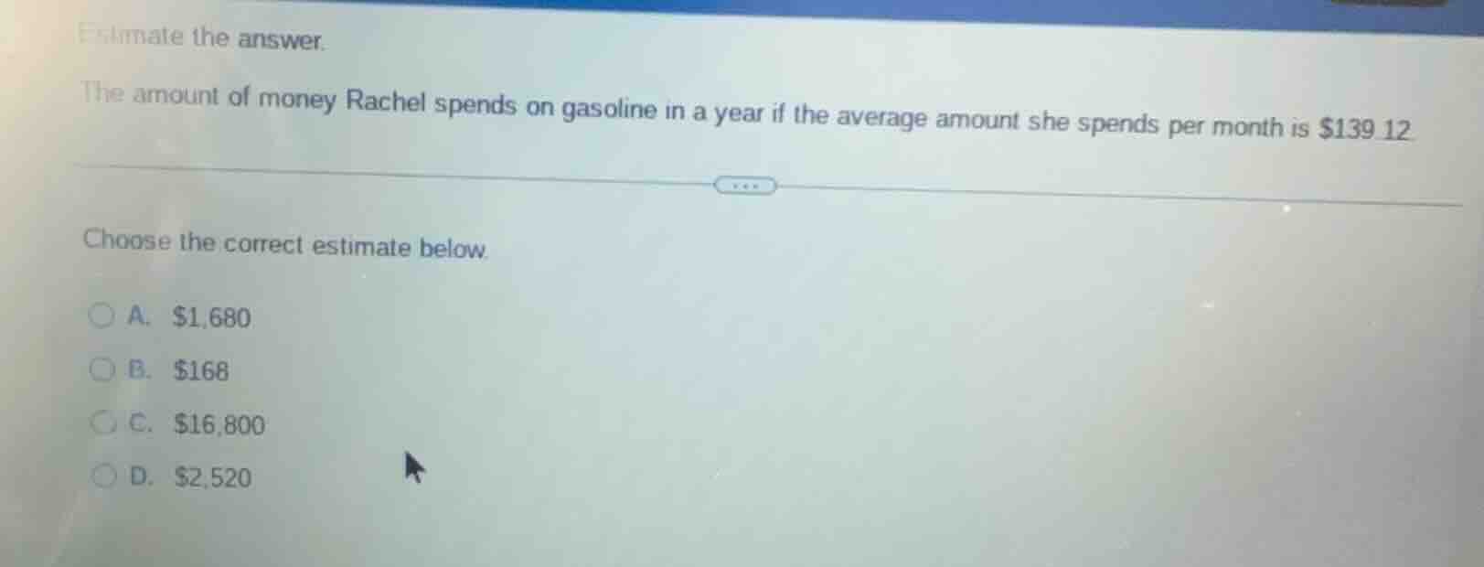 estimate the answer. the amount of money rachel spends on gasoline in a…