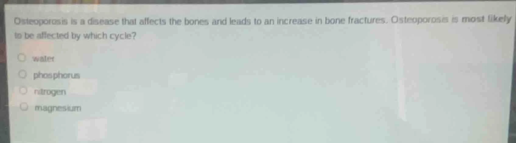 osteoporosis is a disease that affects the bones and leads to an increa…