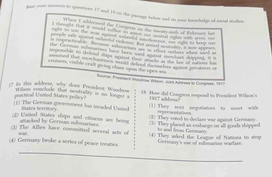 base your answers to questions 17 and 18 on the passage below and on yo…