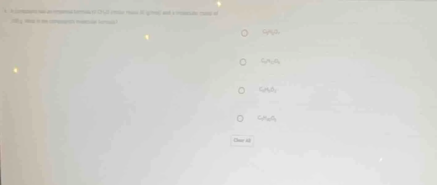 a compound has an empirical formula of \\(\\ce{ch2o}\\) (molar mass 30 …