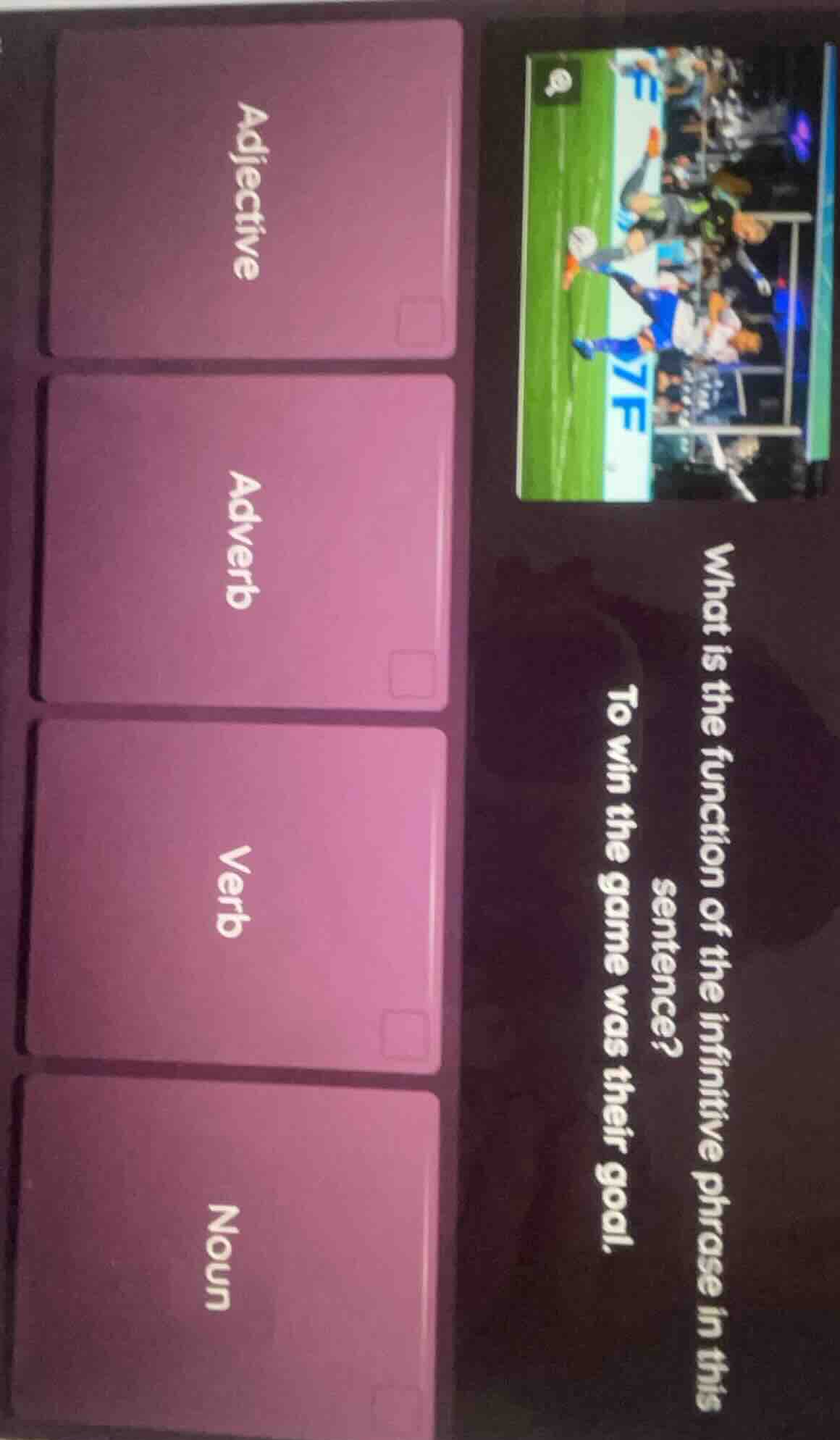 what is the function of the infinitive phrase in this sentence? to win …