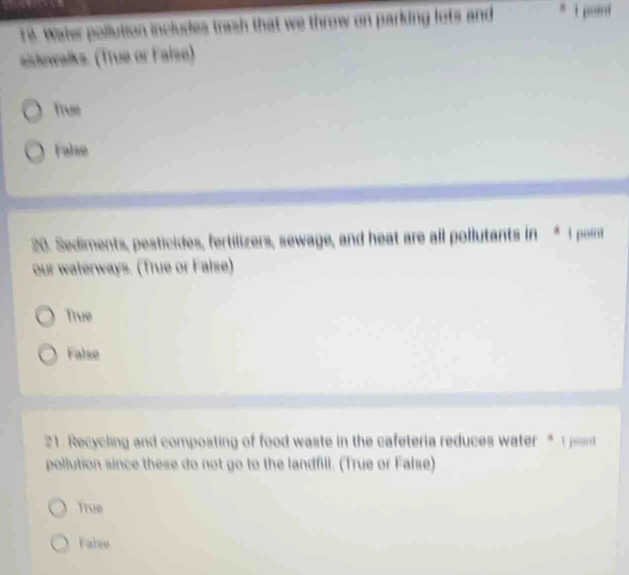 19. water pollution includes trash that we throw on parking lots and si…