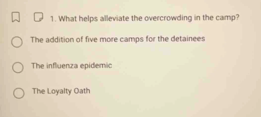 1. what helps alleviate the overcrowding in the camp? the addition of f…