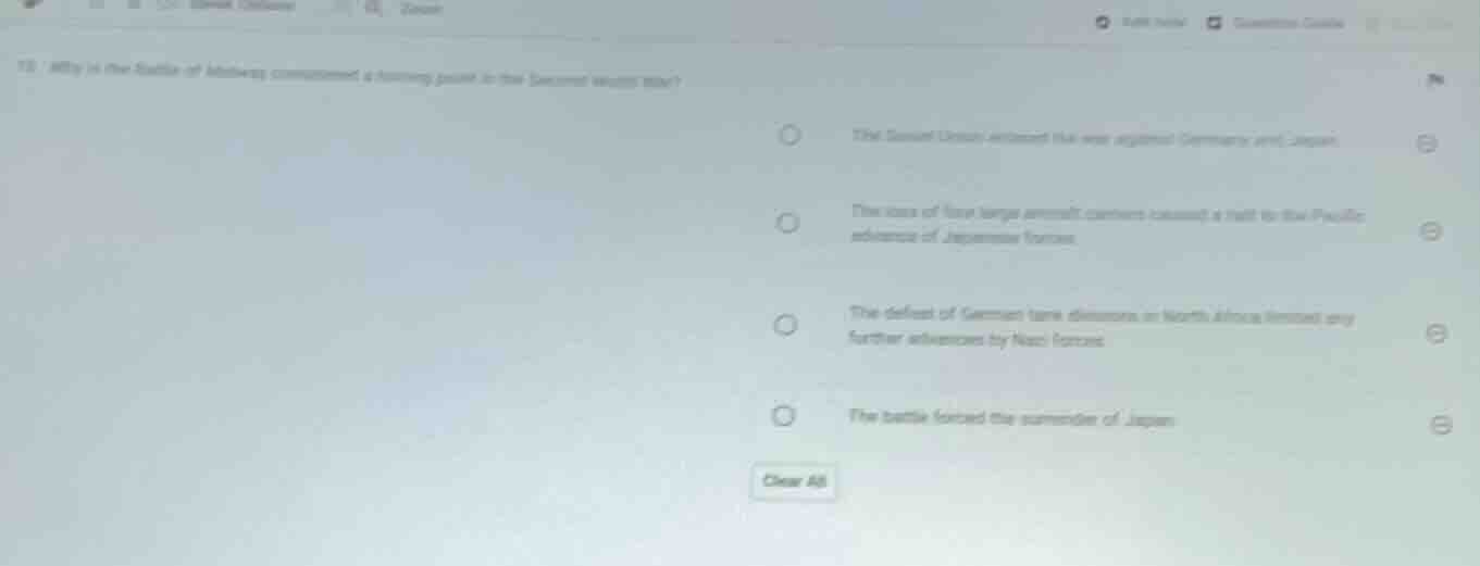 13. why is the battle of midway considered a turning point in the secon…