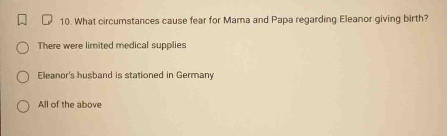 10. what circumstances cause fear for mama and papa regarding eleanor g…