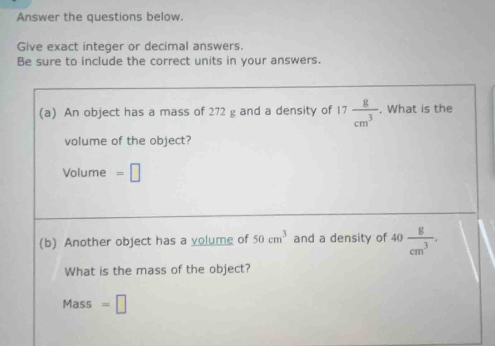 answer the questions below. give exact integer or decimal answers. be s…