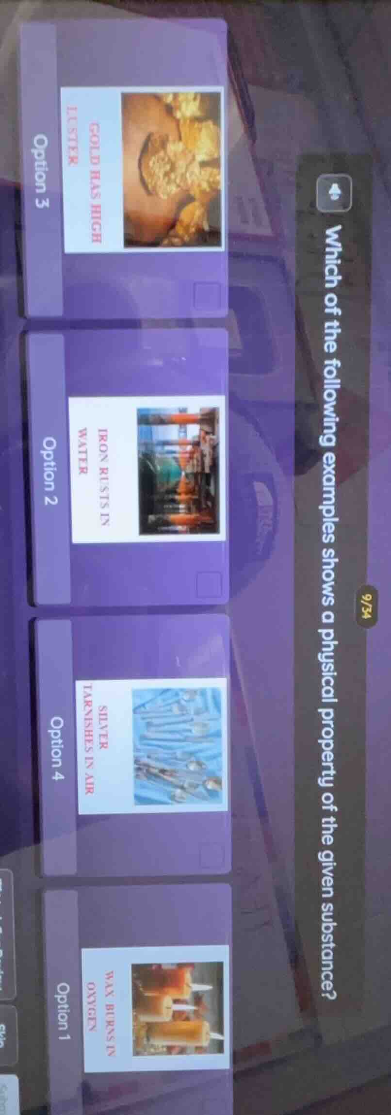 which of the following examples shows a physical property of the given …