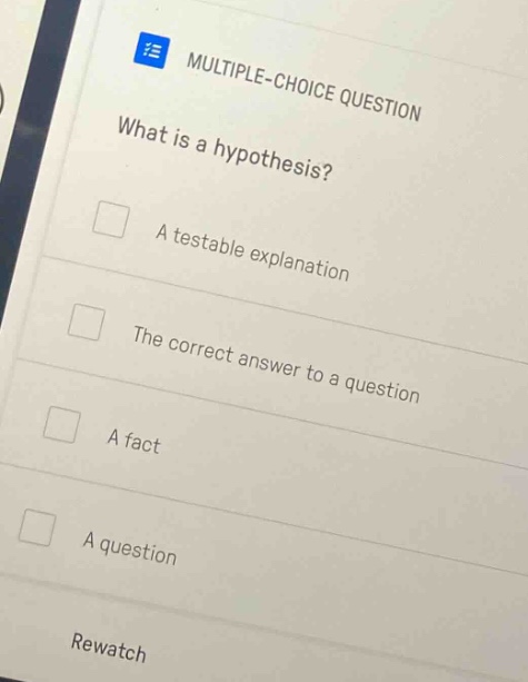 multiple-choice question what is a hypothesis? a testable explanation t…