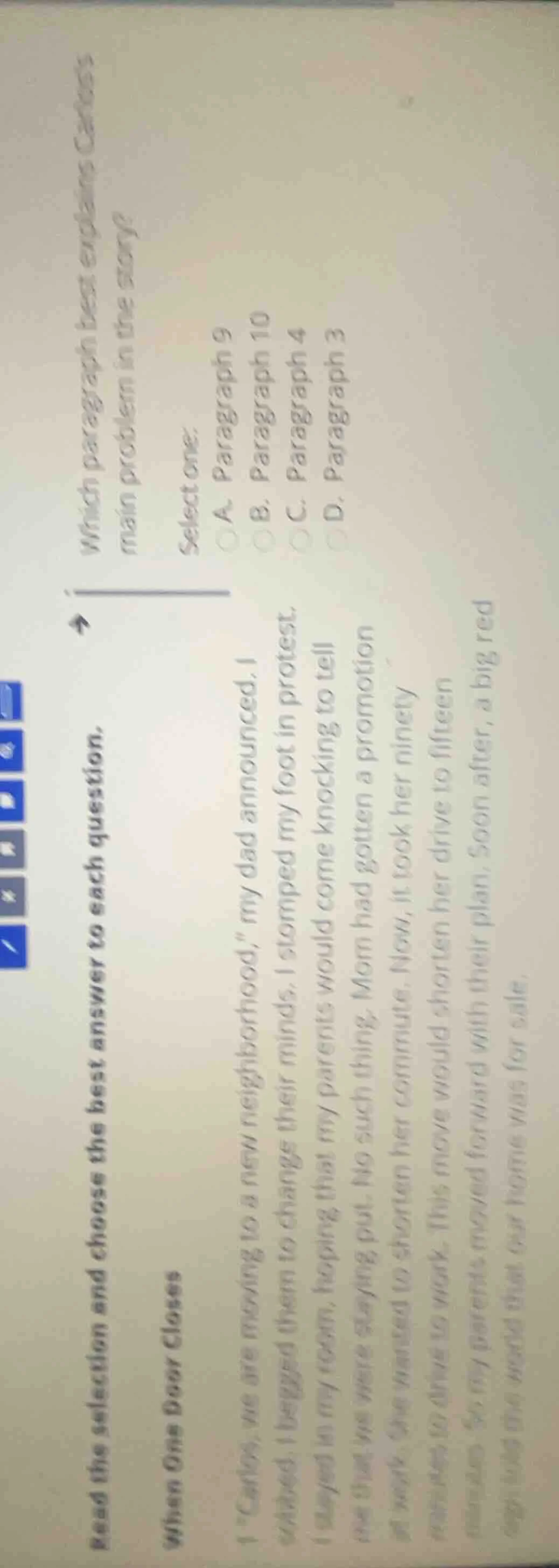 read the selection and choose the best answer to each question. when on…