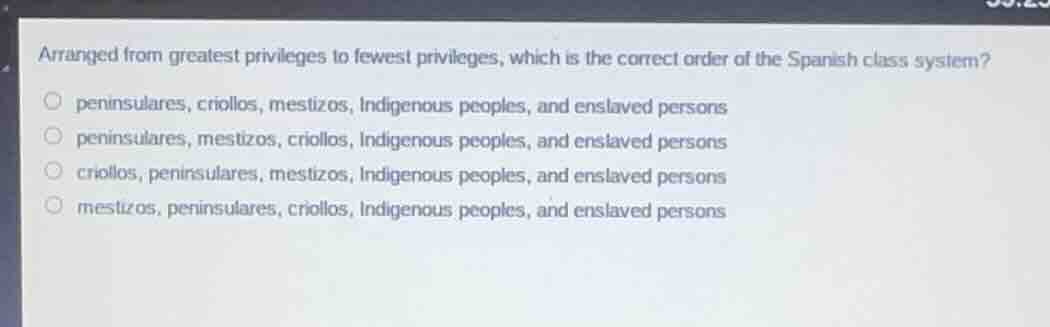 arranged from greatest privileges to fewest privileges, which is the co…