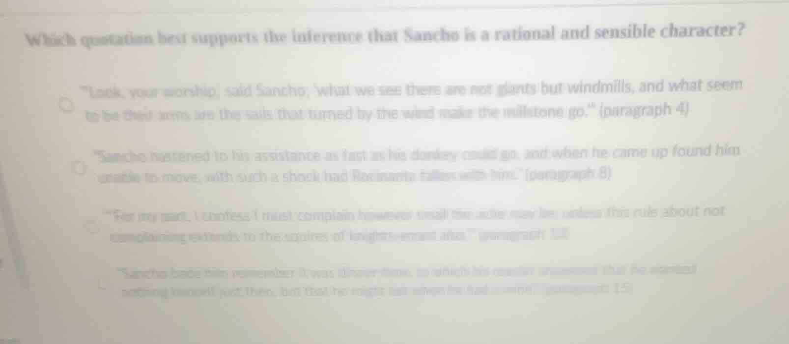 which quotation best supports the inference that sancho is a rational a…