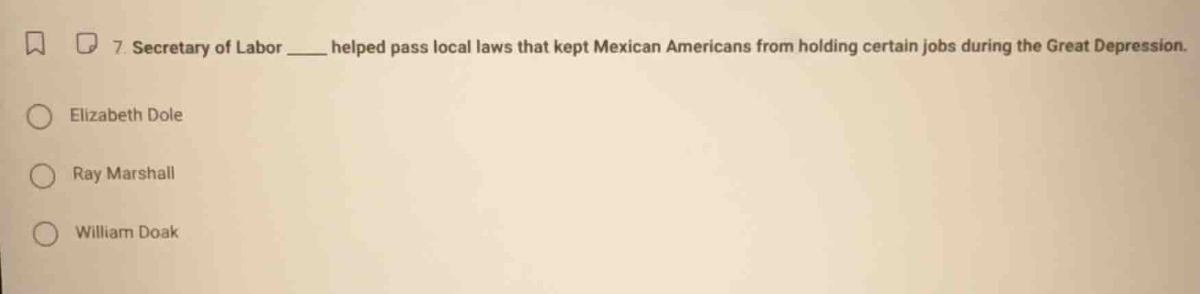 7. secretary of labor ____ helped pass local laws that kept mexican ame…