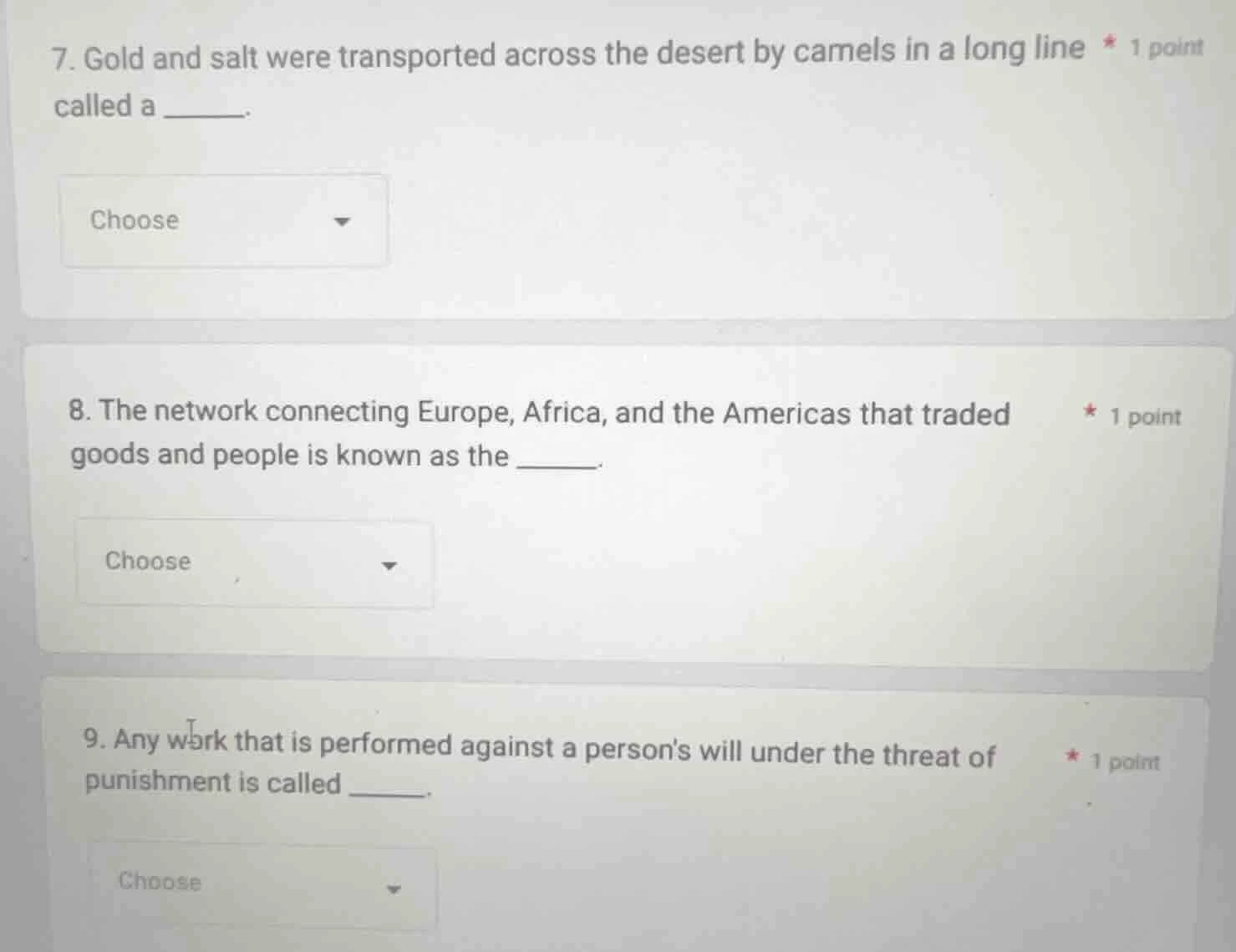 7. gold and salt were transported across the desert by camels in a long…