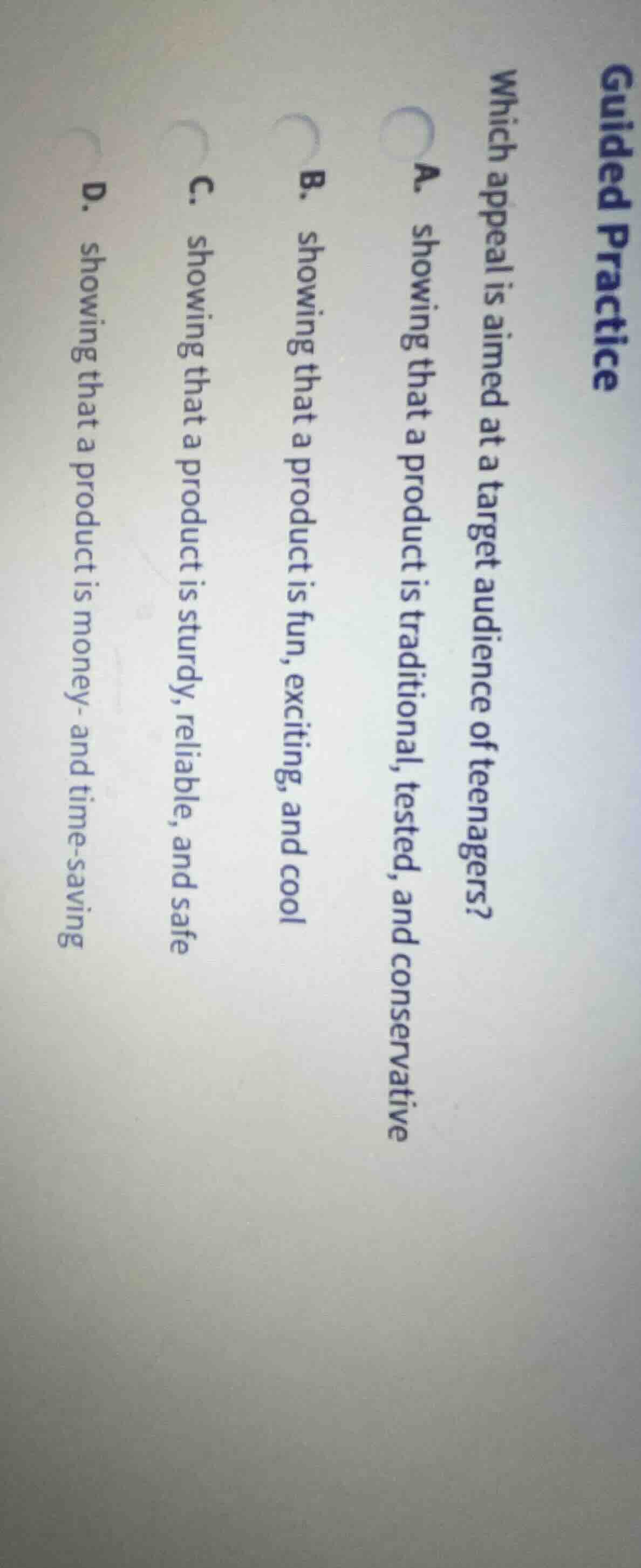 guided practice which appeal is aimed at a target audience of teenagers…