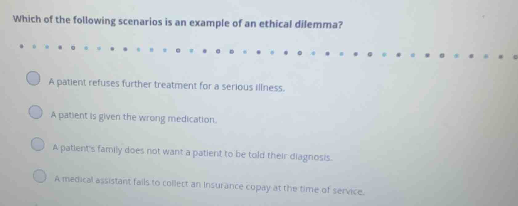 which of the following scenarios is an example of an ethical dilemma? a…
